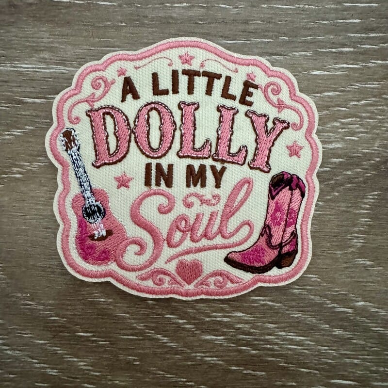 On A Whim Hats Guitar &amp; Boots Script Iron-On Patch