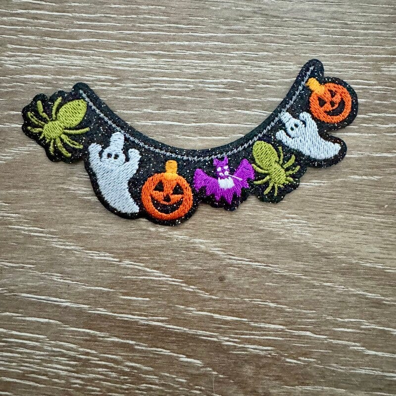 On A Whim Hats Halloween Garland Ghost & Pumpkin Iron-On Patch