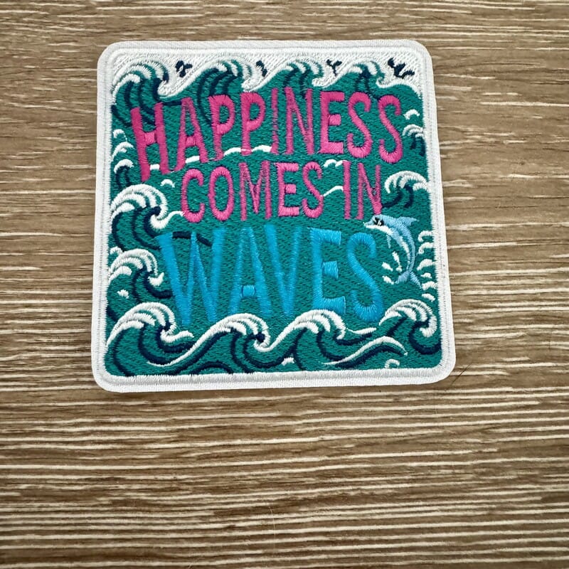 On A Whim Hats Happiness Comes In Waves Iron-On Patch