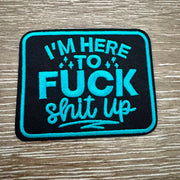 On A Whim Hats Here To Cause Trouble Iron-On Patch