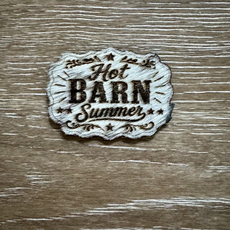 On A Whim Hats Hot Barn Summer Cowhide Iron-On Patch