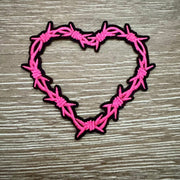 On A Whim Hats Hot Pink Barbed Wire Heart Iron-On Patch
