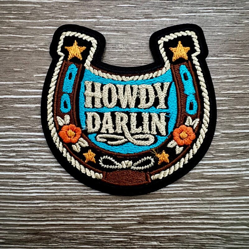 On A Whim Hats Howdy Darlin Horseshoe Iron-On Patch