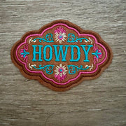 On A Whim Hats Howdy Floral Leather Iron-On Patch