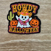 On A Whim Hats Howdy Halloween Cowboy Ghost Iron-On Patch
