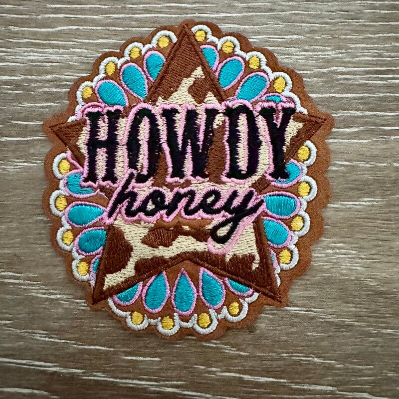 On A Whim Hats Howdy Honey Beaded Cowhide Star Iron-On Patch