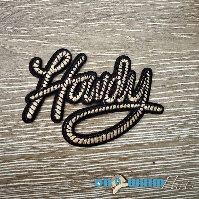 On A Whim Hats Howdy Rope Script Iron-On Patch