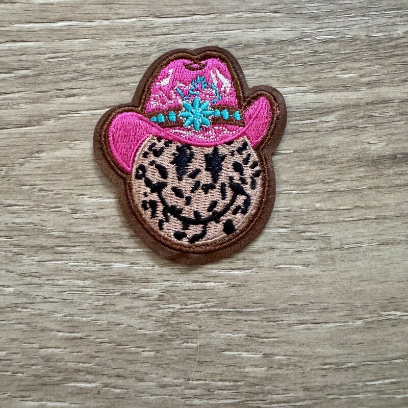 On A Whim Hats Howdy Smiley Cowboy Iron-On Patch (3 styles)