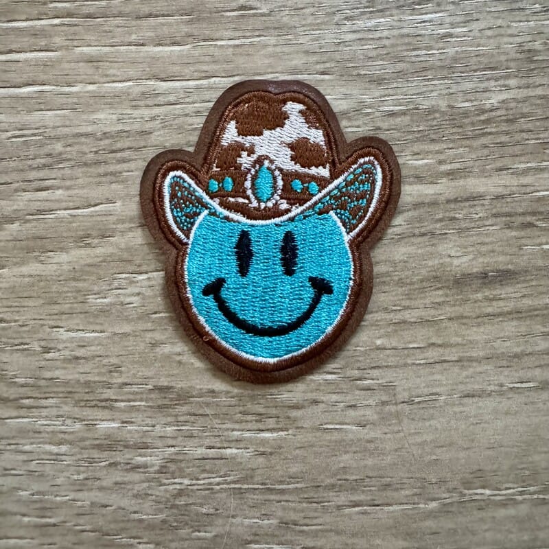 On A Whim Hats Howdy Smiley Cowboy Iron-On Patch (3 styles)