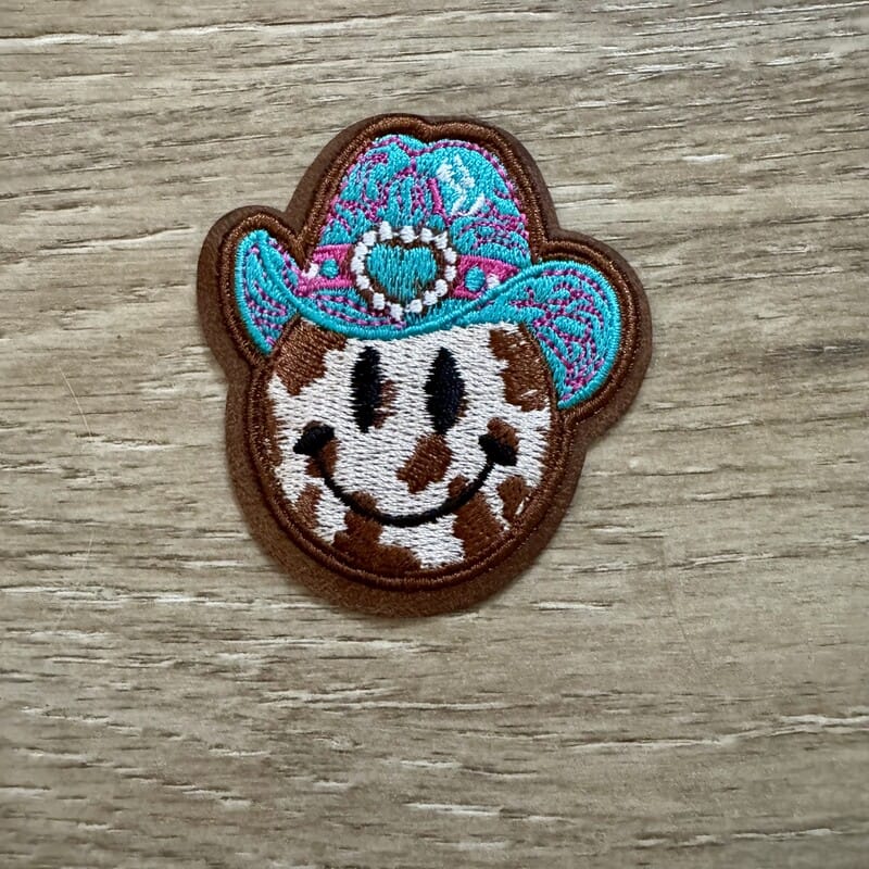 On A Whim Hats Howdy Smiley Cowboy Iron-On Patch (3 styles)
