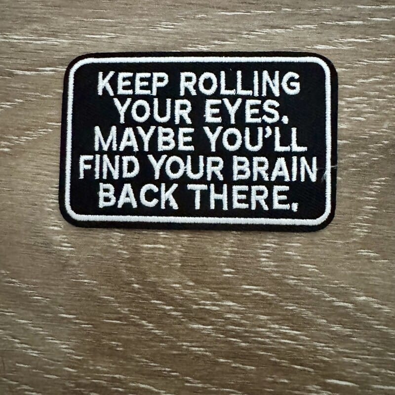 On A Whim Hats Keep Rolling Your Eyes Iron-On Patch