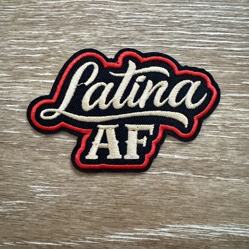 On A Whim Hats Latina AF Script Iron-On Patch