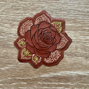 On A Whim Hats Leather Rose Lace Petal Iron-On Patch