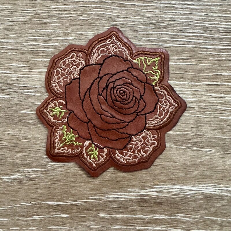 On A Whim Hats Leather Rose Lace Petal Iron-On Patch