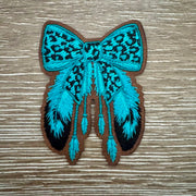 On A Whim Hats Leopard Bow & Feathers Iron-On Patch (multiple colors)