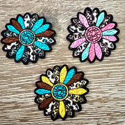 On A Whim Hats Leopard Daisy Iron-On Patch