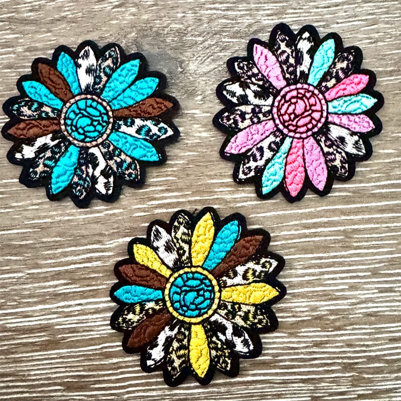 On A Whim Hats Leopard Daisy Iron-On Patch