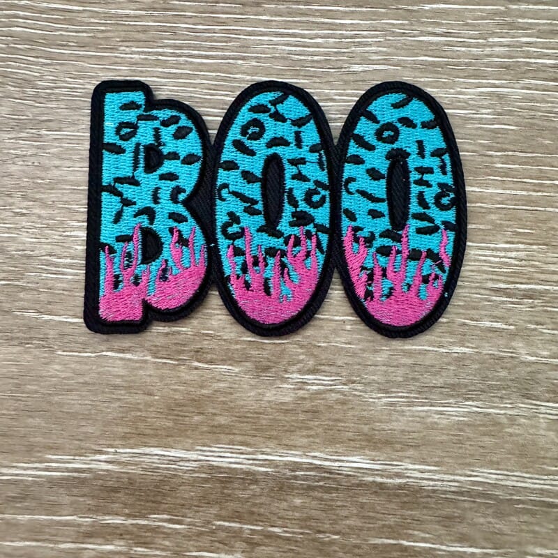 On A Whim Hats Leopard Flame Boo Iron-On Patch