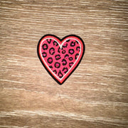 On A Whim Hats Leopard Heart Iron-On Patch - Pink