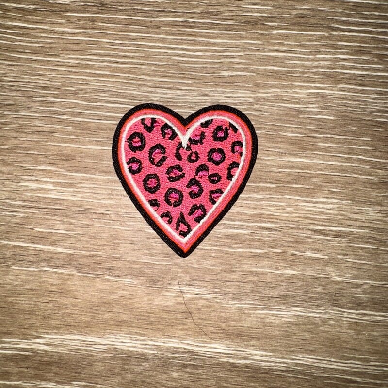 On A Whim Hats Leopard Heart Iron-On Patch - Pink
