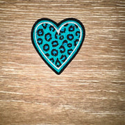On A Whim Hats Leopard Heart Iron-On Patch - Turquoise