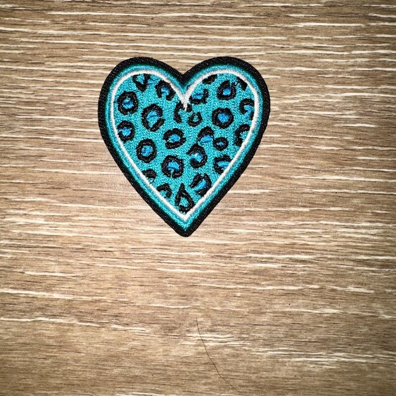 On A Whim Hats Leopard Heart Iron-On Patch - Turquoise