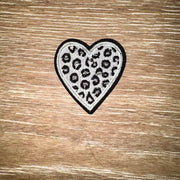 On A Whim Hats Leopard Heart Iron-On Patch - White