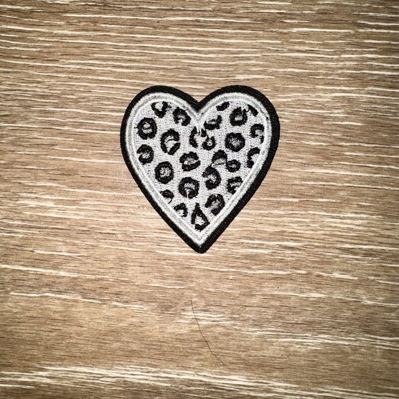 On A Whim Hats Leopard Heart Iron-On Patch - White