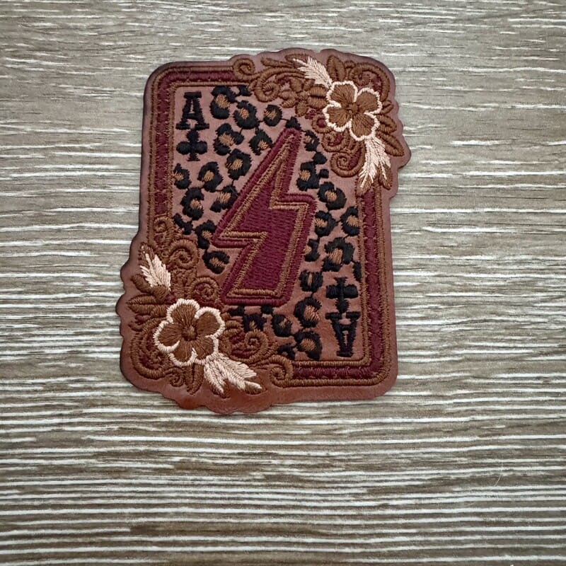On A Whim Hats Leopard Lightning Card Iron-On Patch (multiple colors)
