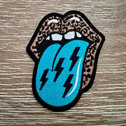 On A Whim Hats Leopard Lips Lightning Bolt Iron-On Patch