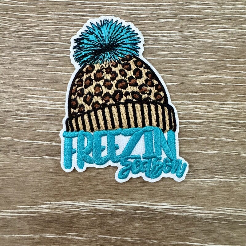 On A Whim Hats Leopard Pom Beanie Freezin Season Iron-On Patch