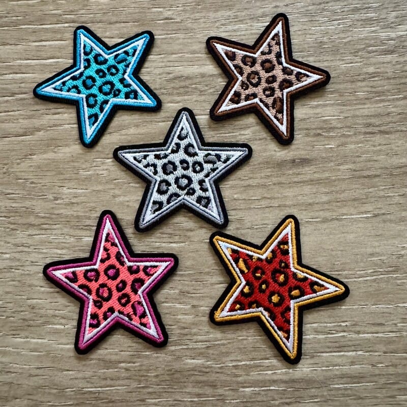 On A Whim Hats Leopard Stars Iron-On Patch Set of 5