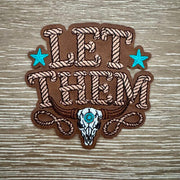 On A Whim Hats Let Them Rope Script Leather Iron-On Patch