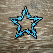 On A Whim Hats Light Blue Barbed Wire Star Iron-On Patch
