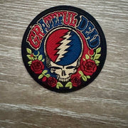 On A Whim Hats Lightning Skull &amp; Roses Iron-On Patch