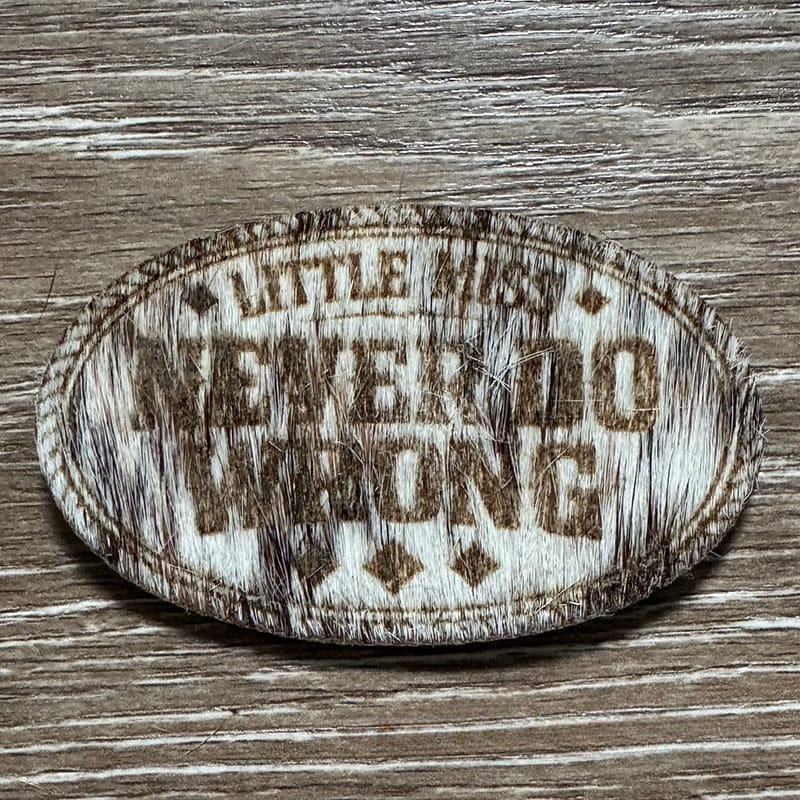 On A Whim Hats Little Miss Never Do Wrong Genuine Cowhide Iron-On Patch
