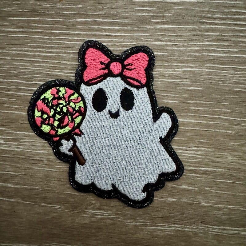 On A Whim Hats Lollipop Ghost Iron-On Patch