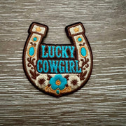 On A Whim Hats Lucky Cowgirl Horseshoe Iron-On Patch