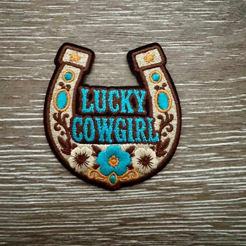 On A Whim Hats Lucky Cowgirl Horseshoe Iron-On Patch
