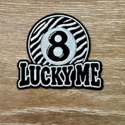 On A Whim Hats Lucky Me Zebra 8 Ball Iron-On Patch
