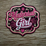 On A Whim Hats Material Girl Badge Iron-On Patch