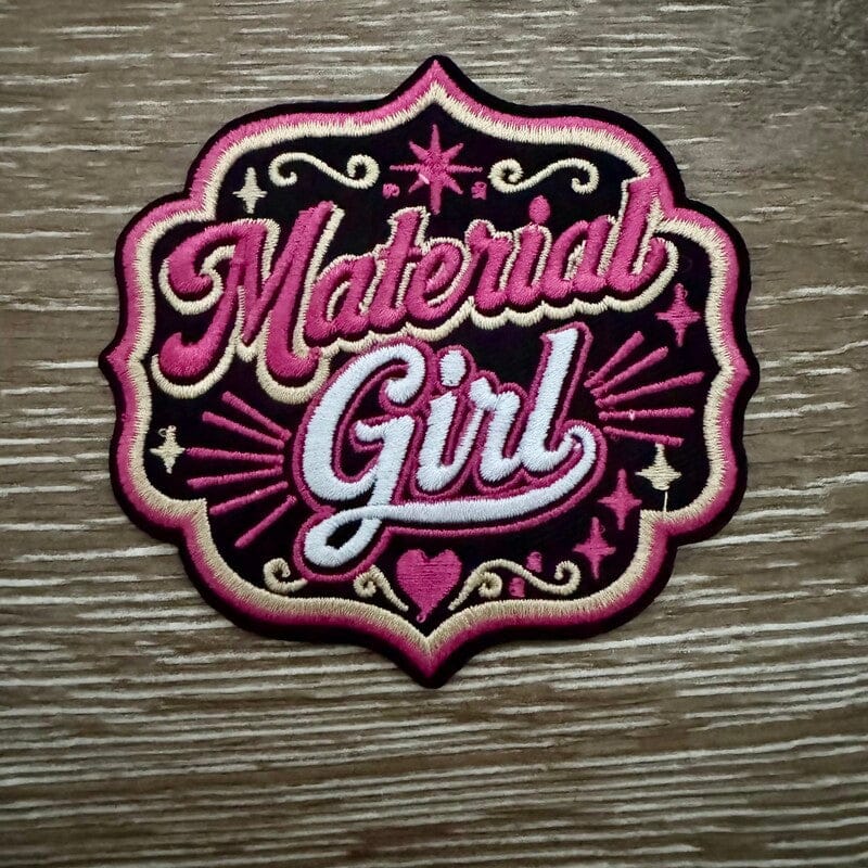On A Whim Hats Material Girl Badge Iron-On Patch