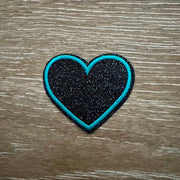 On A Whim Hats Midnight Sparkle Turquoise Heart Iron-On Patch