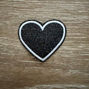 On A Whim Hats Midnight Sparkle White Heart Iron-On Patch