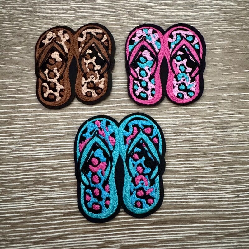 On A Whim Hats Mini Flip Flops Iron-On Patch Trio