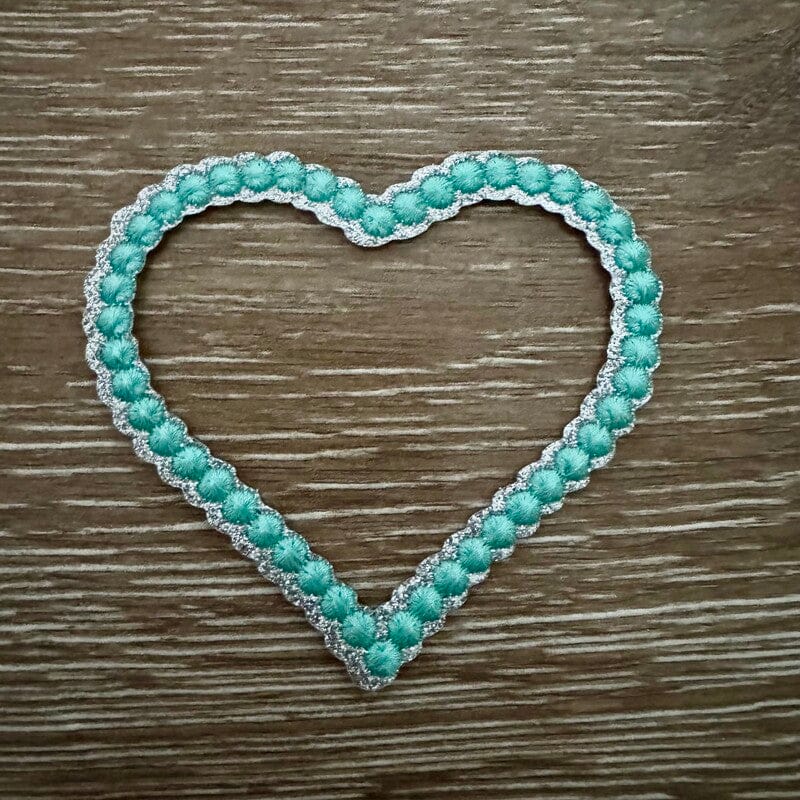 On A Whim Hats Mint Puff Heart Outline Iron-On Patch