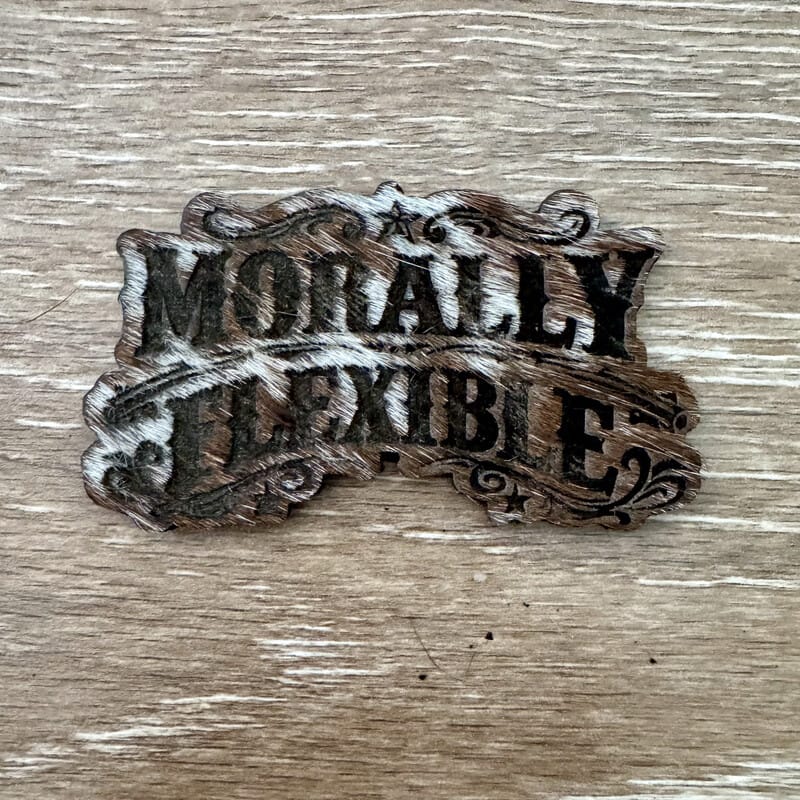 On A Whim Hats Morally Flexible Genuine Cowhide Iron-On Patch