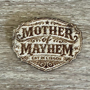 On A Whim Hats Mother of Mayhem Genuine Cowhide Iron-On Patch