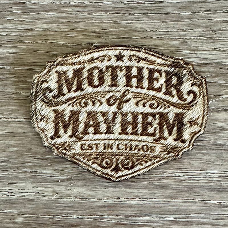 On A Whim Hats Mother of Mayhem Genuine Cowhide Iron-On Patch