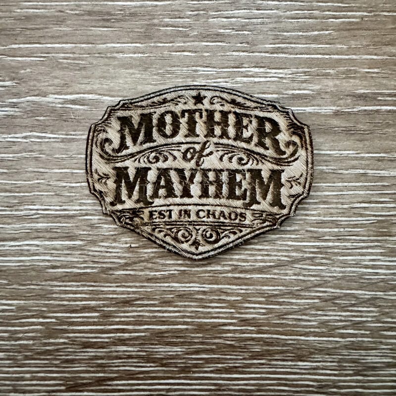 On A Whim Hats Mother of Mayhem Genuine Cowhide Iron-On Patch